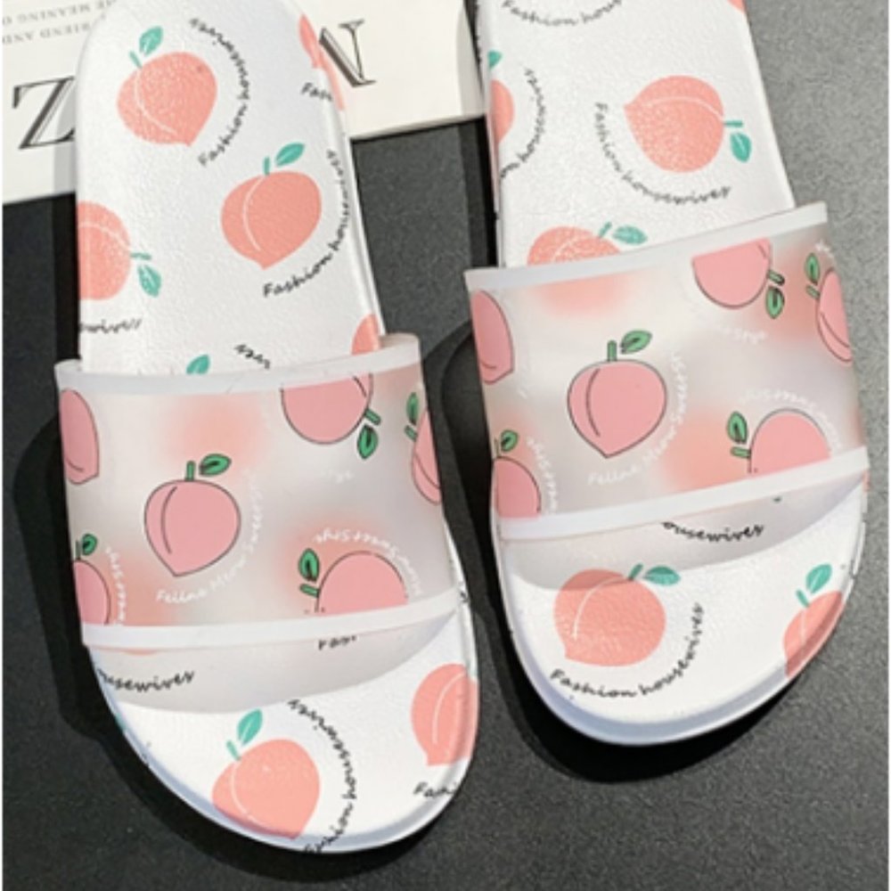 Transparent Peach Pattern Flat Sandal